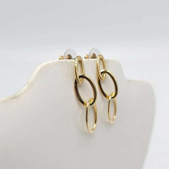 Joan Rivers Gold-Tone Triple Oval Post Earrings Vintage - Picture 2 of 4